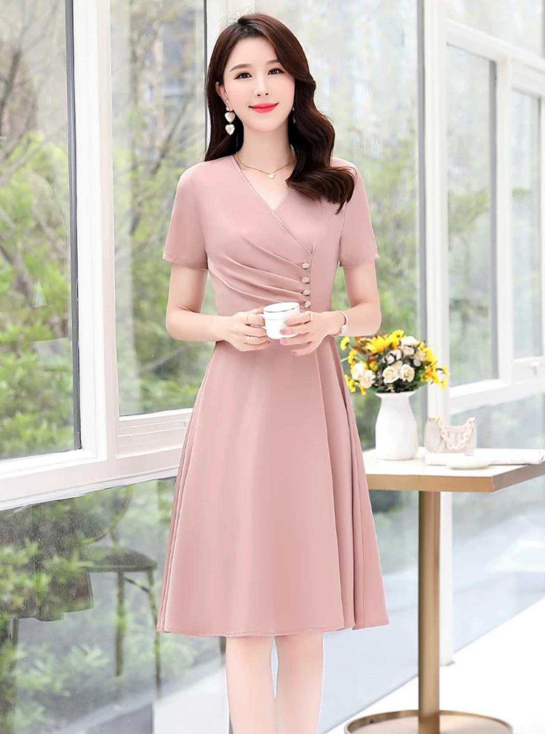VD011 - Đầm cổ tim cúc trai_thumbnail_1