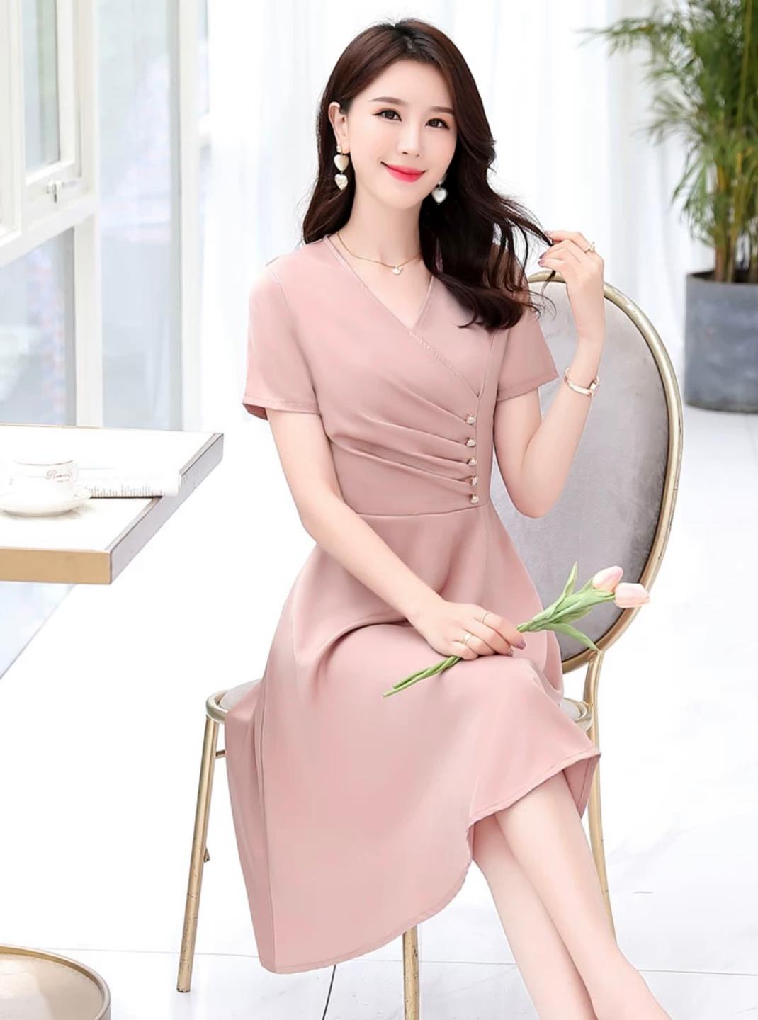 VD011 - Đầm cổ tim cúc trai_thumbnail_5