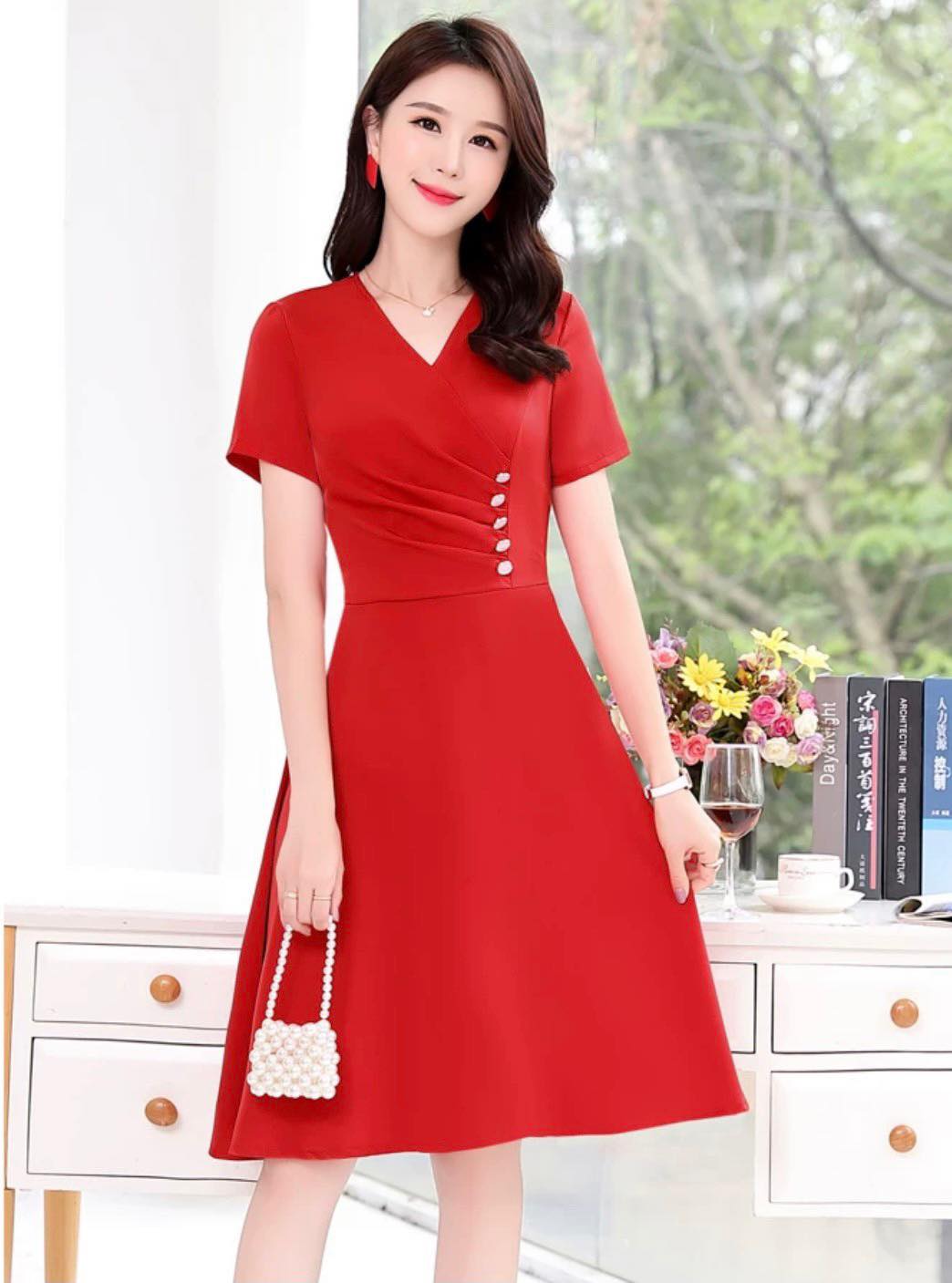 VD011 - Đầm cổ tim cúc trai_thumbnail_2
