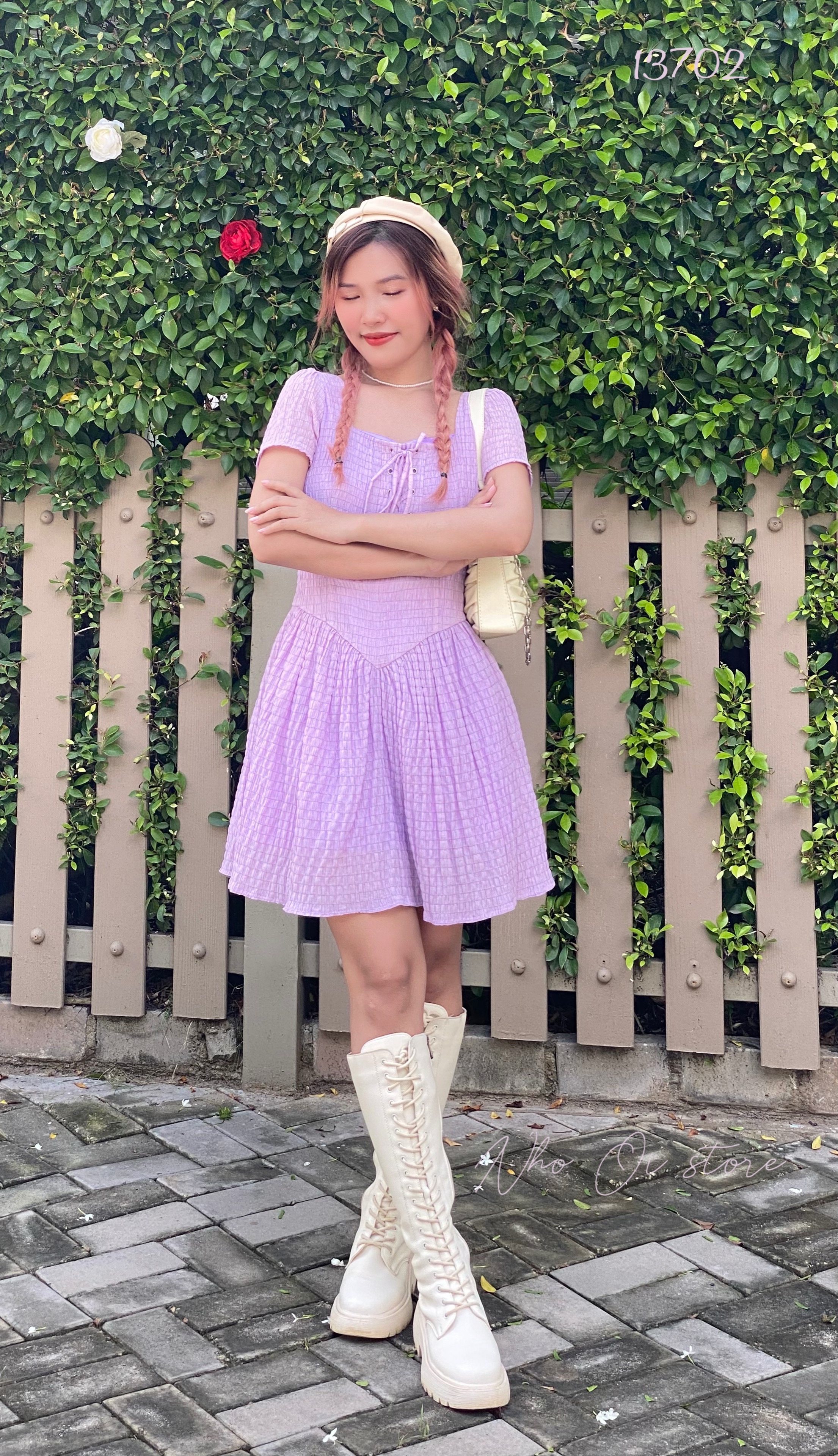 13702-Đầm xòe Hari thắt nơ _thumbnail_0