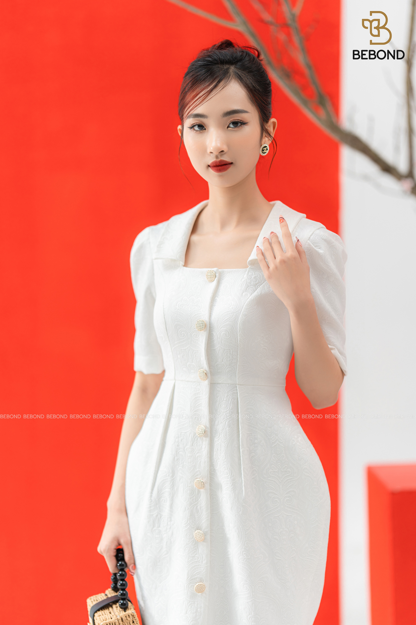 Đầm gấm TRẰNG cúc vàng - Kalia Dress_thumbnail_2