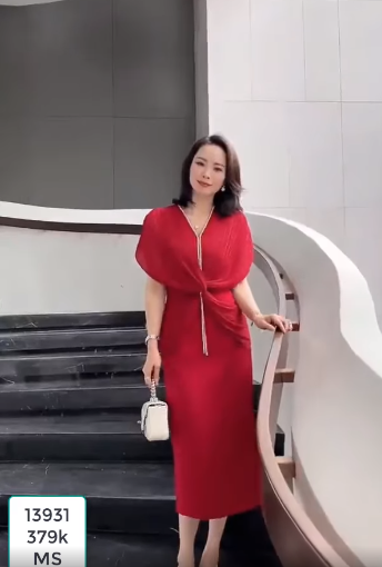 13931-Đầm body dự tiệc tay voan cánh tiên xoắn eo (lụa nhung ,voan)FREESHIP_thumbnail_0