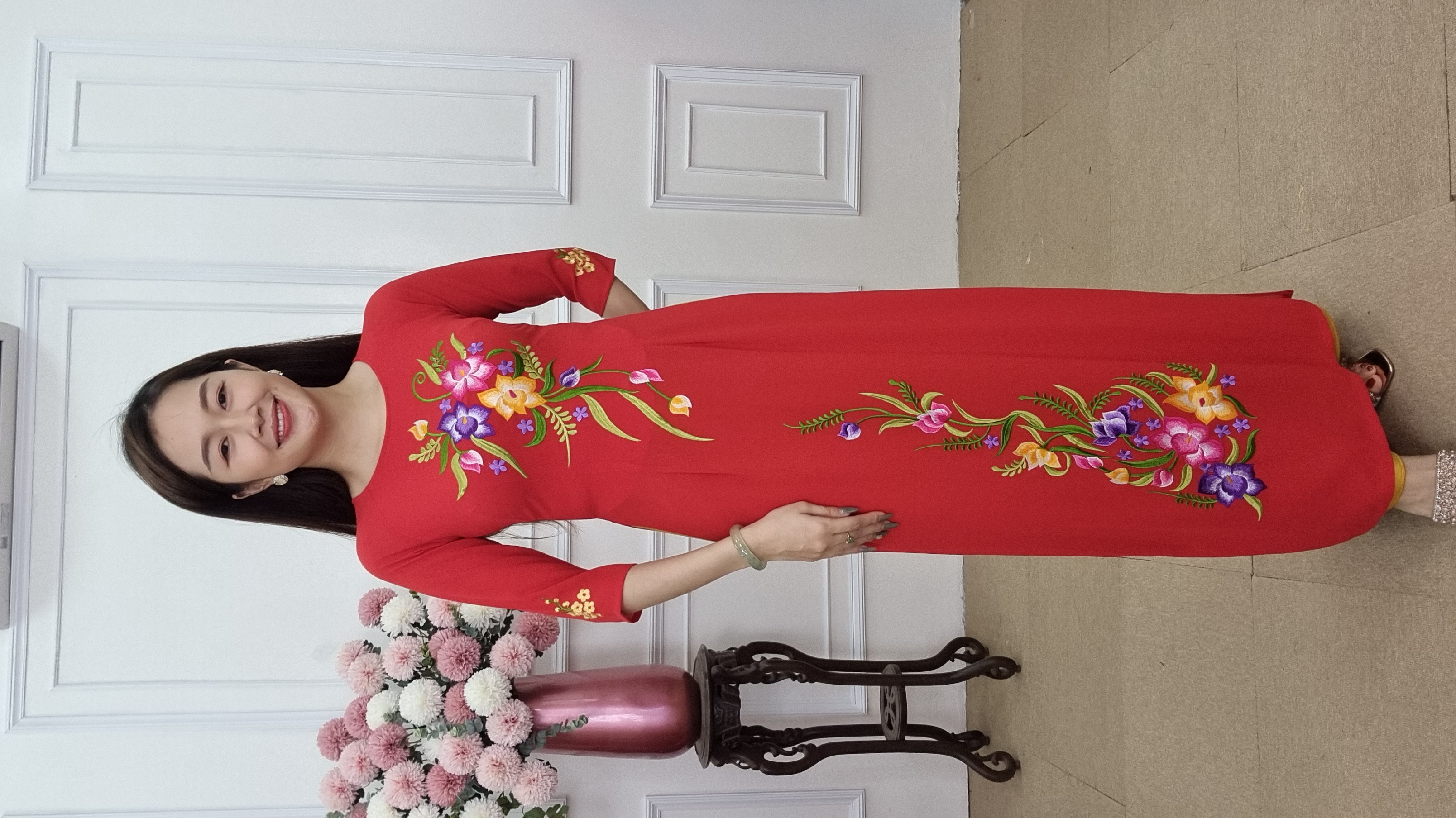 Tặng 89 áo dài đỏ thêu hoa nhọn Hồng tím vàng_thumbnail_2