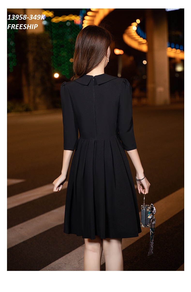 13958-Đầm xòe  tay lở  cổ  vest chân váy dập ly ( thun mịn)FREESHIP_thumbnail_2