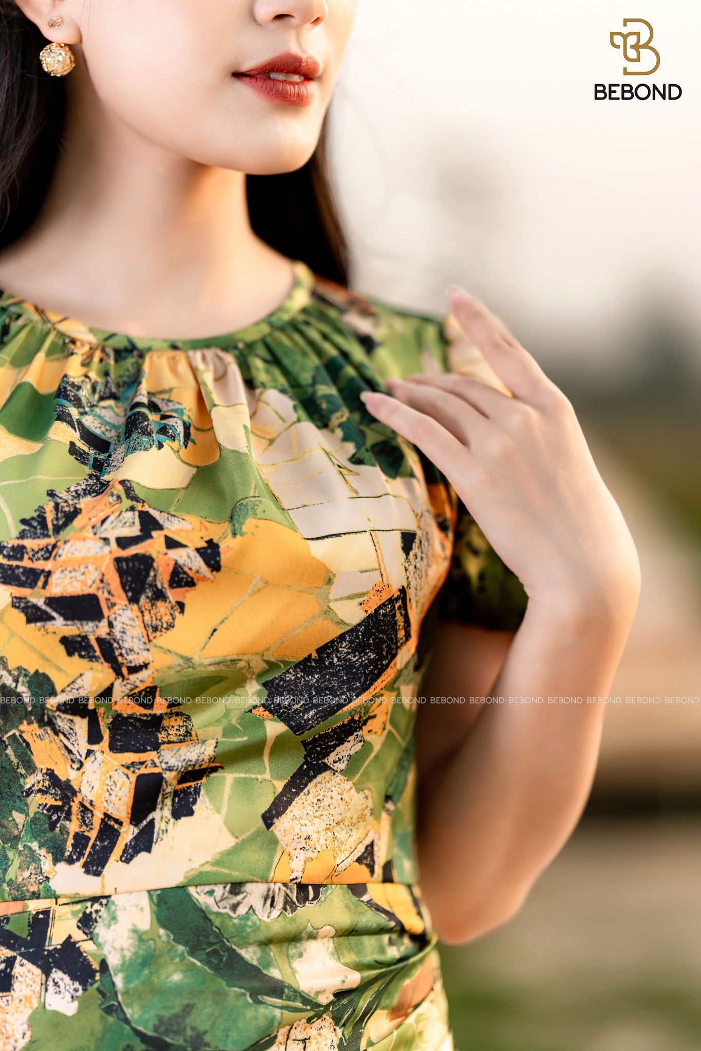 ĐẦM LỤA LATIN HỌA TIẾT HOA XANH. NAOMI DRESS