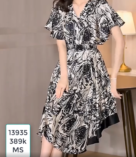 13935-Đầm xòe tay tiên tà  cách điệu ( thun lụa in)FREESHIP_thumbnail_1