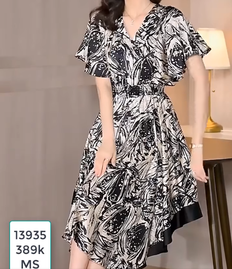 13935-Đầm xòe tay tiên tà  cách điệu ( thun lụa in)FREESHIP_thumbnail_2