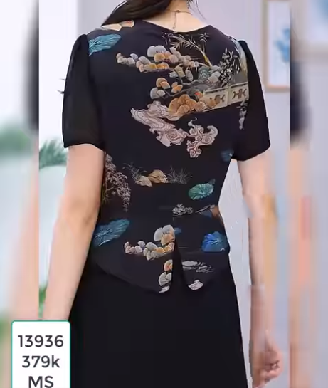 13936-Đầm xòe kiểu peplum kết nút cổ cách điệu (lụa satin, voan)FREESHIP_thumbnail_2