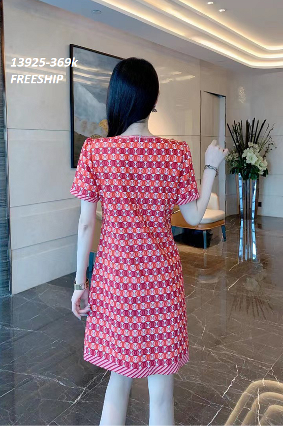 13925-Đầm suông in họa tiết hình tròn đỏ 3D (lụa frod,lót )FREESHIP_thumbnail_1