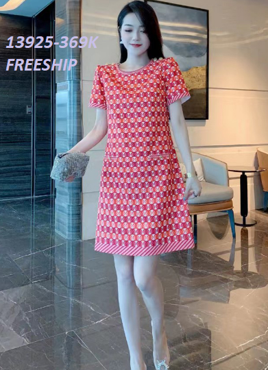 13925-Đầm suông in họa tiết hình tròn đỏ 3D (lụa frod,lót )FREESHIP_thumbnail_3