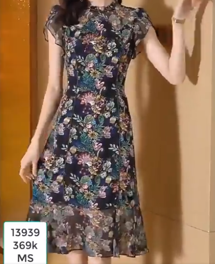 13939-Đầm voan suông đuôi cá  cổ trụ cách điệu  (voan, lót thun)FREESHIP_thumbnail_2