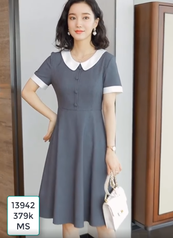 13942-Đầm xòe cổ bẻ kết nút (lụa thái, thun lụa)FREESHIP_thumbnail_3