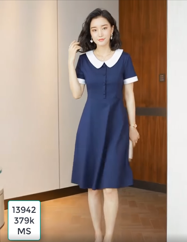 13942-Đầm xòe cổ bẻ kết nút (lụa thái, thun lụa)FREESHIP_thumbnail_0