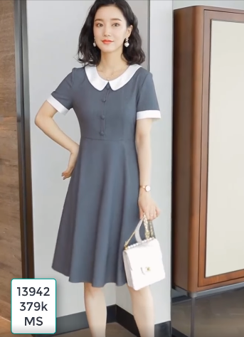 13942-Đầm xòe cổ bẻ kết nút (lụa thái, thun lụa)FREESHIP_thumbnail_2