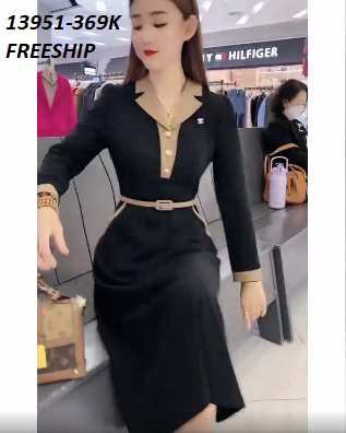 13951-Đầm xòe dài tay phối cổ  vest viền màu (thun 2 da)FREESHIP_thumbnail_0