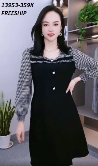 13953-Đầm suông tay dài họa tiết  ziczac (thun cát, voan)FREESHIP_thumbnail_2