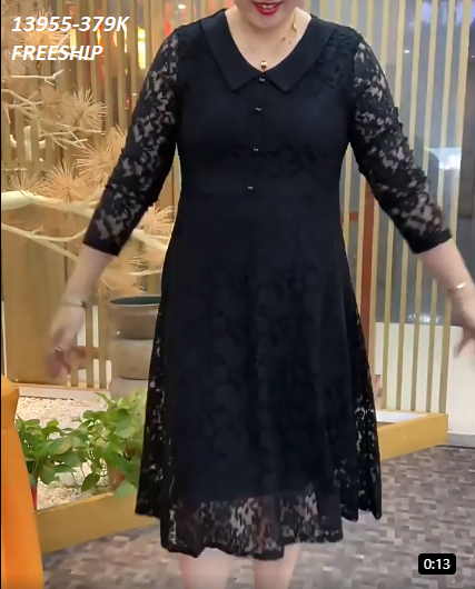 13955-Đầm ren xòe tay dài cổ sen(ren, lót thun)FREESHIP_thumbnail_1