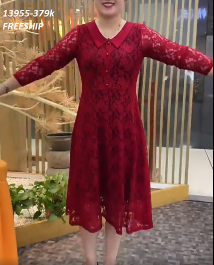 13955-Đầm ren xòe tay dài cổ sen(ren, lót thun)FREESHIP_thumbnail_0