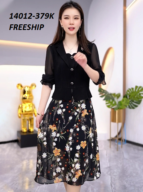 14012-Đầm xòe tay voan  dài phối tà in hoa (thun mịn, voan in, lót )FREESHIP_thumbnail_2