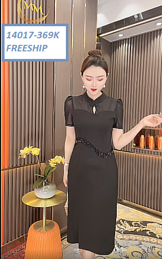 14017-Đầm body tay ngắn cổ tàu khoét giọt nước (thun pc,voan tơ, dây kim sa)FREESHIP_thumbnail_0