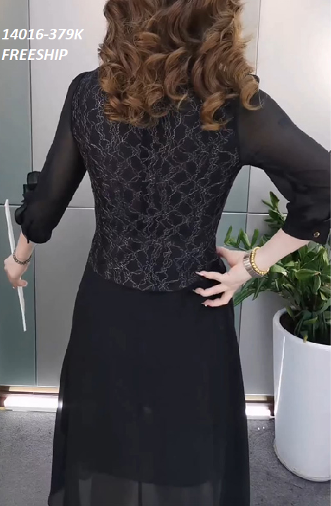 14016-Đầm xòe voan tay dài phối ren hoa lưới ( voan , lót , ren hoa)FREESHIP_thumbnail_1