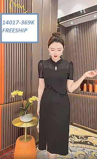 14017-Đầm body tay ngắn cổ tàu khoét giọt nước (thun pc,voan tơ, dây kim sa)FREESHIP_thumbnail_2