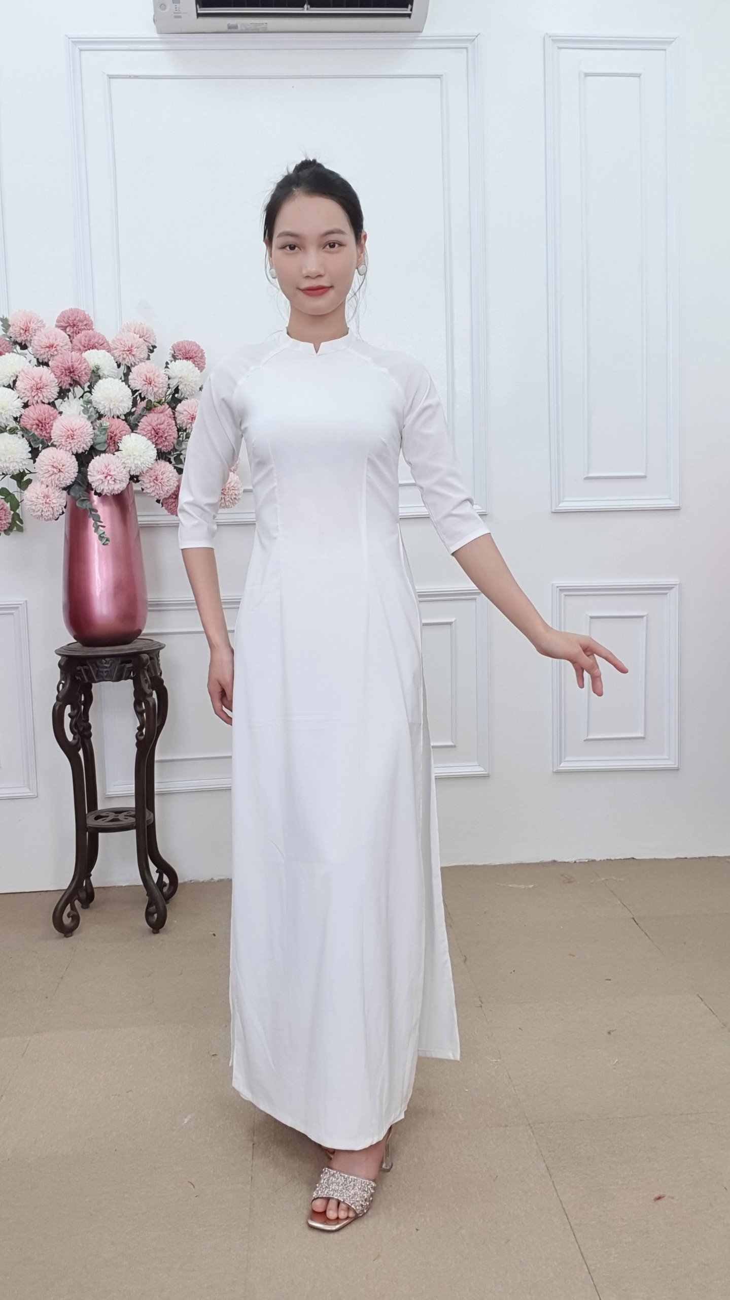 AHS bộ áo dài trắng học sinh 2 tà (ÁO + QUẦN)