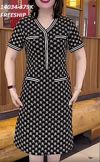 14034-Đầm suông in họa tiết phối viền trắng cách điệu (thun lụa)FREESHIP_thumbnail_0