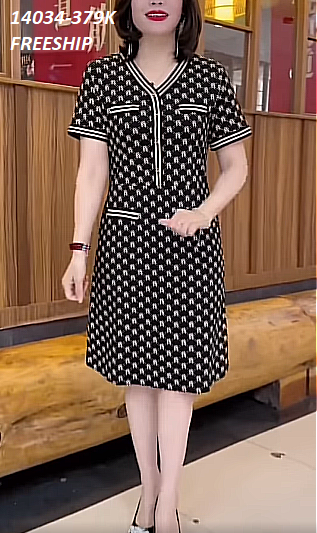 14034-Đầm suông in họa tiết phối viền trắng cách điệu (thun lụa)FREESHIP_thumbnail_2