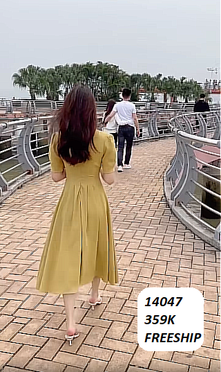 14047-Đầm xòe tay ngắn vạt váy gấp ly to (vải cotton lụa )FREESHIP_thumbnail_1