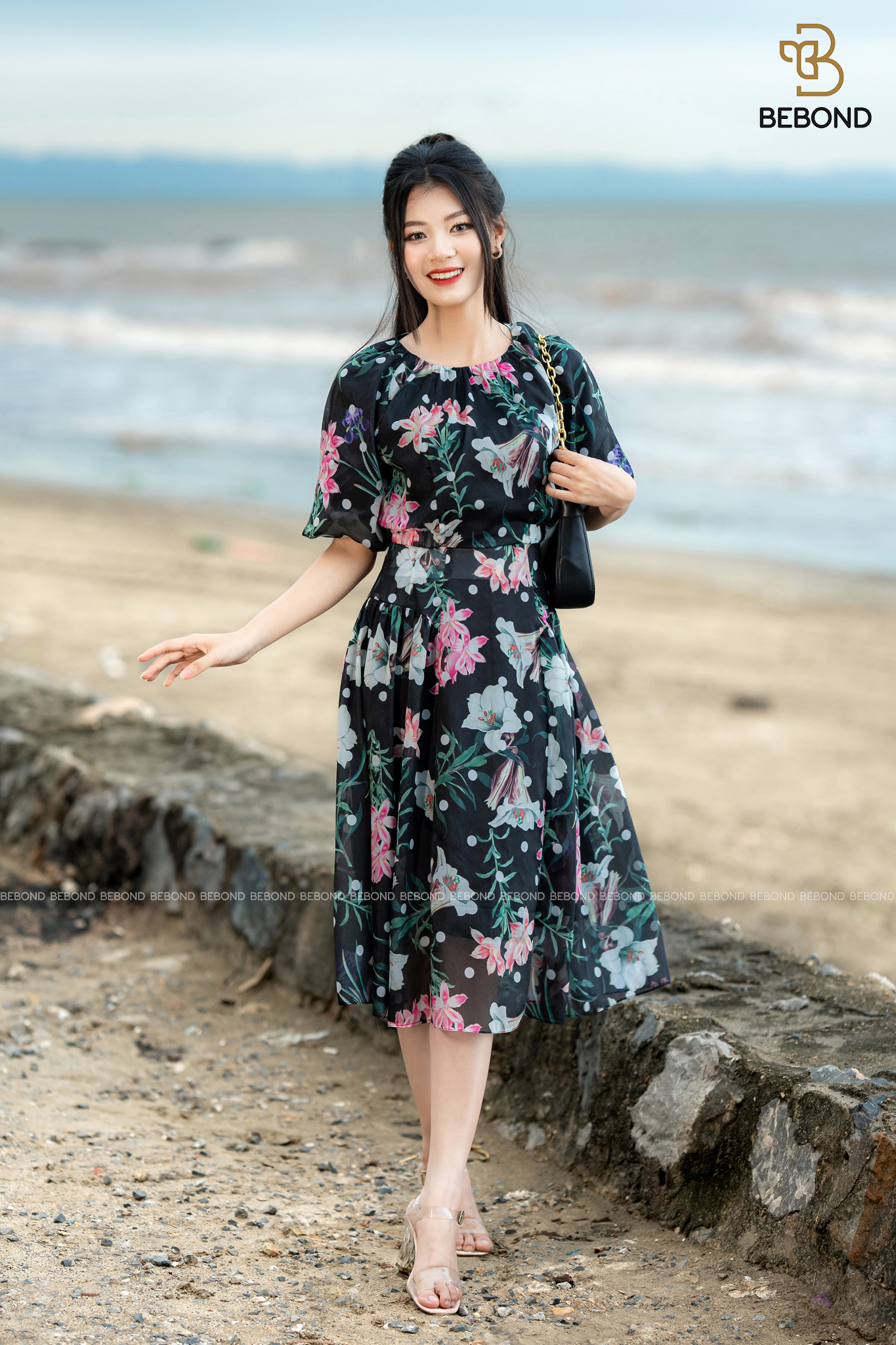 SET BỘ ÁO KÝ GIẢ CHÂN VÁY XÒE HỌA TIẾT HOA LY MILA