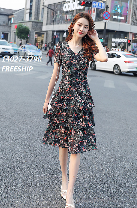 14027-Đầm voan hoa nhí xếp tầng (voan, lót thun)FREESHIP_thumbnail_0