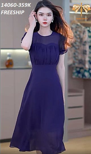 14060-Đầm voan tím tay ngắn ngực nhún ly cách điệu (voan, lót)FREESHIP_thumbnail_2