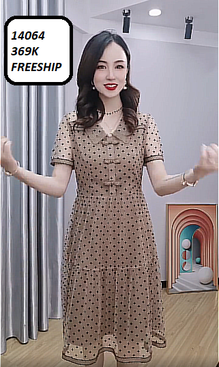 14064-Đầm xòe voan lưới chấm  bi cổ bẻ kết nơ (voan lưới, lót thun)FREESHIP_thumbnail_0