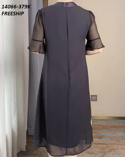 14066-Đầm suông tay loe cổ tàu kết nút  (voan in hoa lót thun)FREESHIP_thumbnail_2