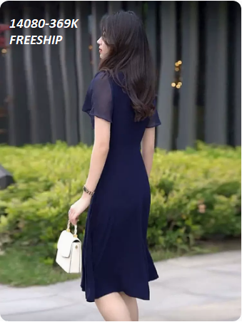 14080-Đầm xòe TÍM cổ V viền eo đính phụ kiện (voan,lót thun)FREESHIP_thumbnail_1