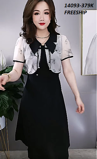 14093-Đầm dài kèm áo khoác ngắn tay in họa tiết ( đầm lụa, khoác voan tơ in)FREESHIP_thumbnail_1