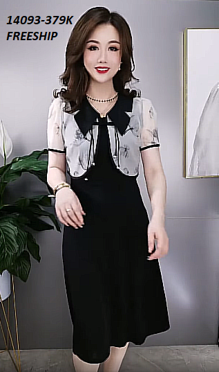 14093-Đầm dài kèm áo khoác ngắn tay in họa tiết ( đầm lụa, khoác voan tơ in)FREESHIP_thumbnail_0