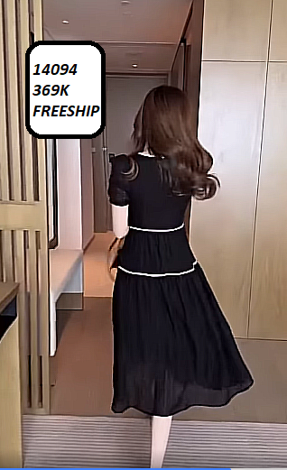 14094-Đầm xòe dập ly nhấn viền tầng (voan tằm dập ly, lót thun)FREESHIP_thumbnail_3