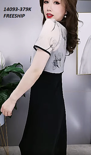 14093-Đầm dài kèm áo khoác ngắn tay in họa tiết ( đầm lụa, khoác voan tơ in)FREESHIP_thumbnail_2