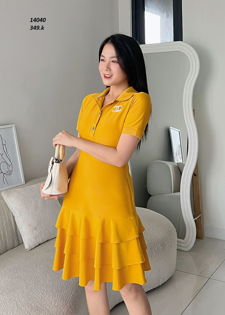 14040-Đầm suông cổ sơ mi phối bèo tầng ( chất thun cá sấu mịn)FREESHIP_thumbnail_2