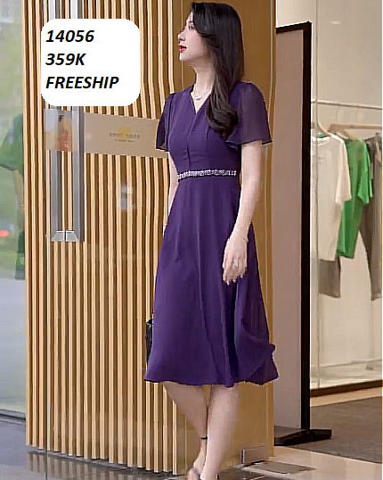 14056-Đầm voan xòe cổ tim eo nhấn viền phụ kiện ( voan, lót thun )FREESHIP_thumbnail_4