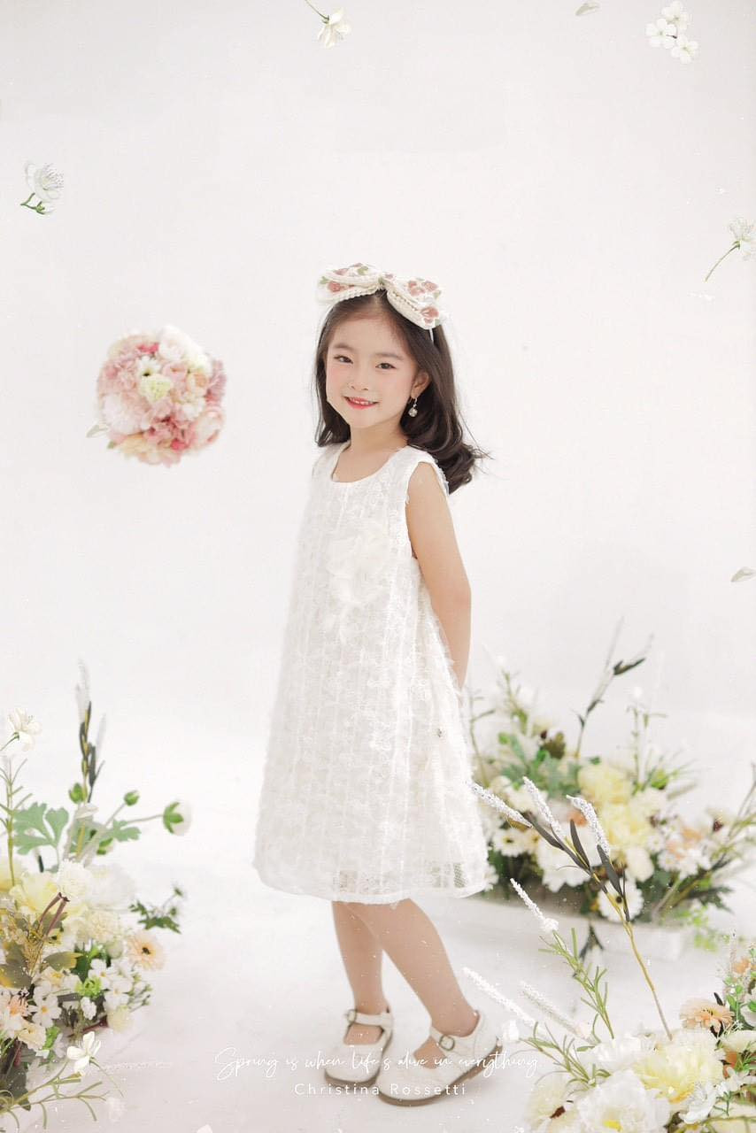 Váy sát nách chữ A lông vũ (Size 110 - 150)