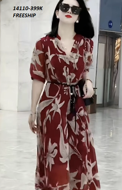 14110-Đầm maxi tay phồng lở cổ trụ V bẻ cách điệu (voan, lót, ko kèm nịt)FREESHIP_thumbnail_1