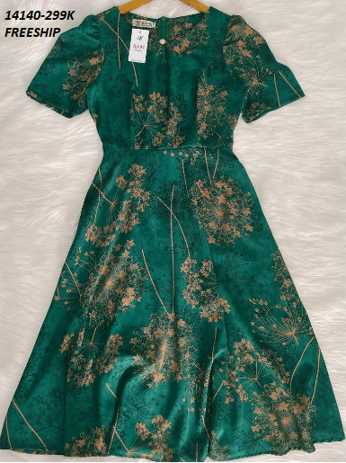 14140-Đầm xòe họa tiết hoa phối cổ giọt nước đính nút (lụa mango)FREESHIP_thumbnail_5