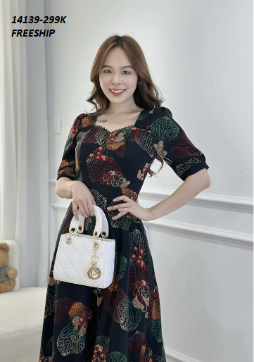 14139-Đầm maxi tay phồng  họa tiết cổ viền  ren (lụa mango)FREESHIP_thumbnail_3