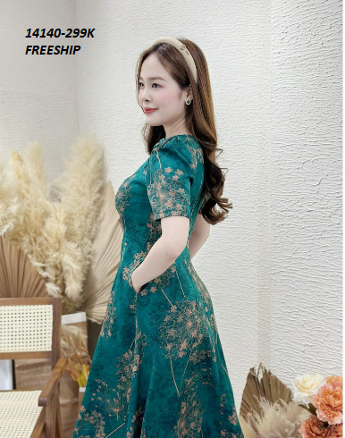 14140-Đầm xòe họa tiết hoa phối cổ giọt nước đính nút (lụa mango)FREESHIP_thumbnail_3
