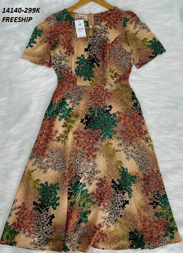 14140-Đầm xòe họa tiết hoa phối cổ giọt nước đính nút (lụa mango)FREESHIP_thumbnail_6
