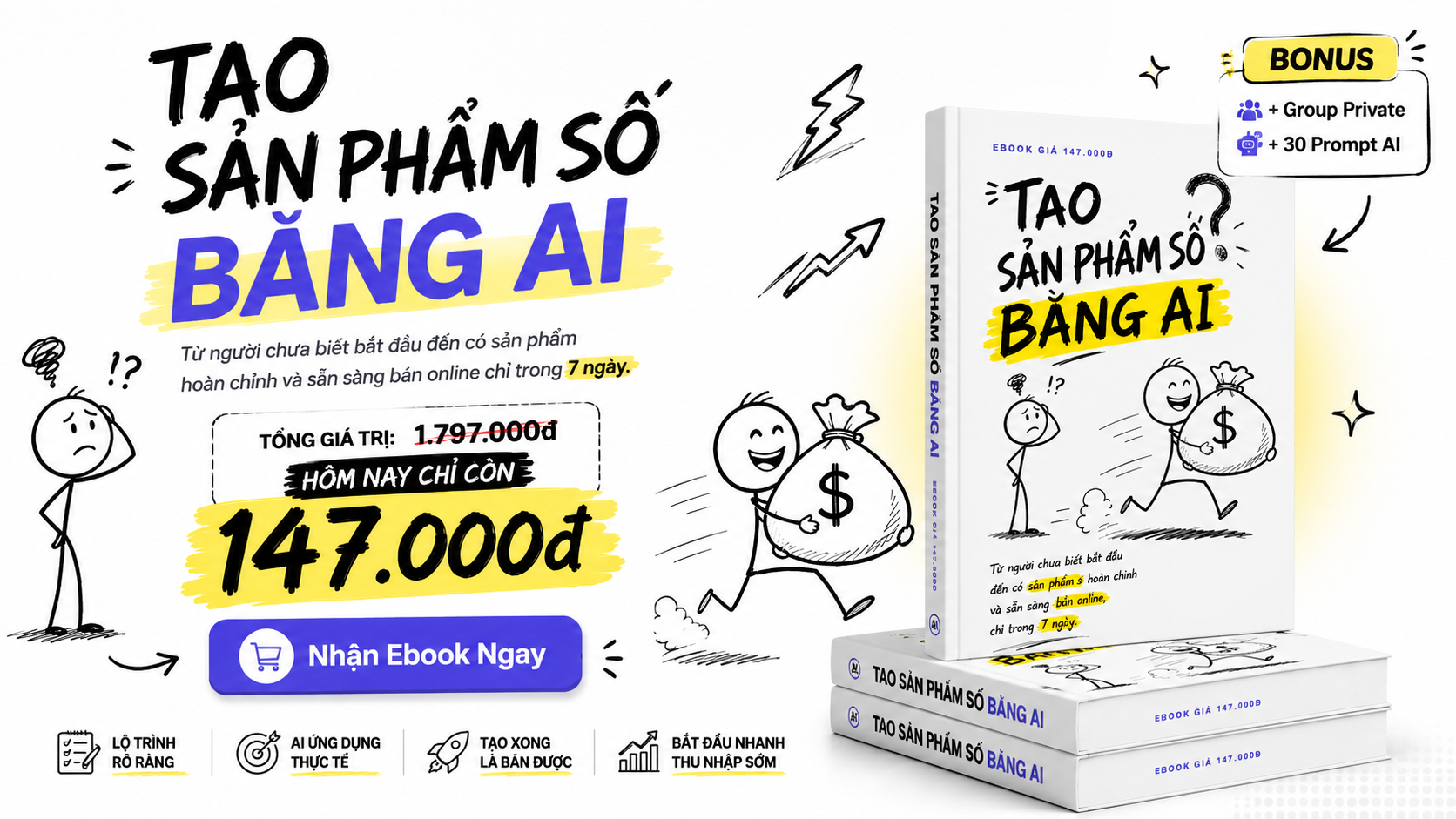 Banner Ebook Tạo Sản Phẩm Số Bằng AI