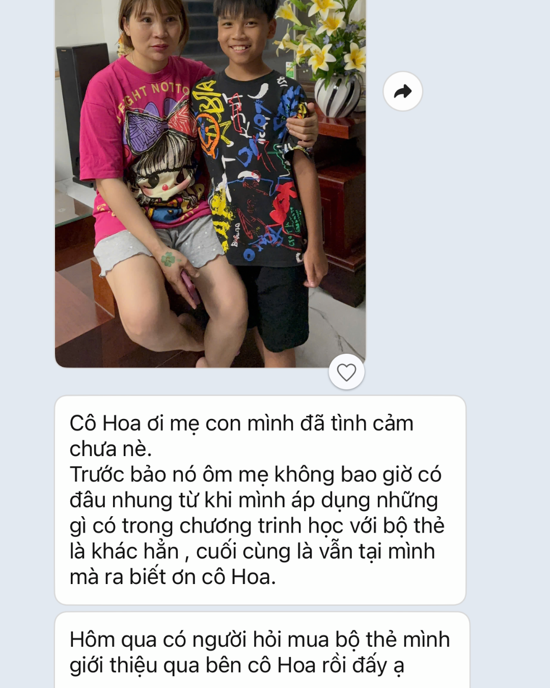 Phản hồi phụ huynh chị Thương gửi NALELA